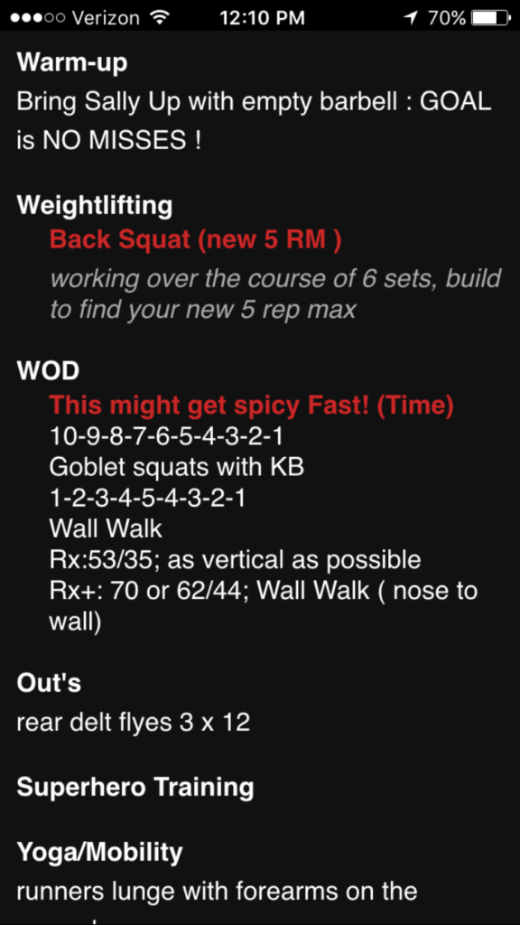 First Day Back CrossFit WOD
